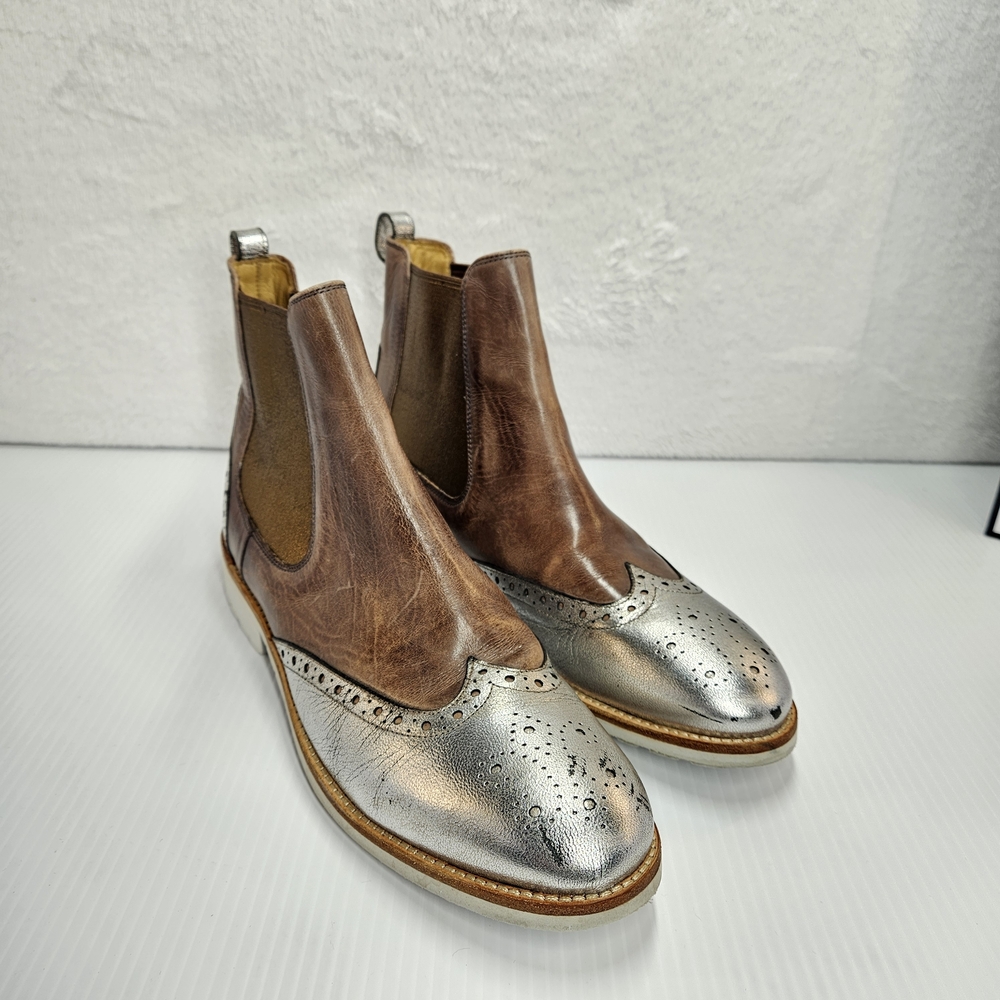 Melvin & Hamilton Amelie Brown Silver Chelsea Boots EU 40 US 9